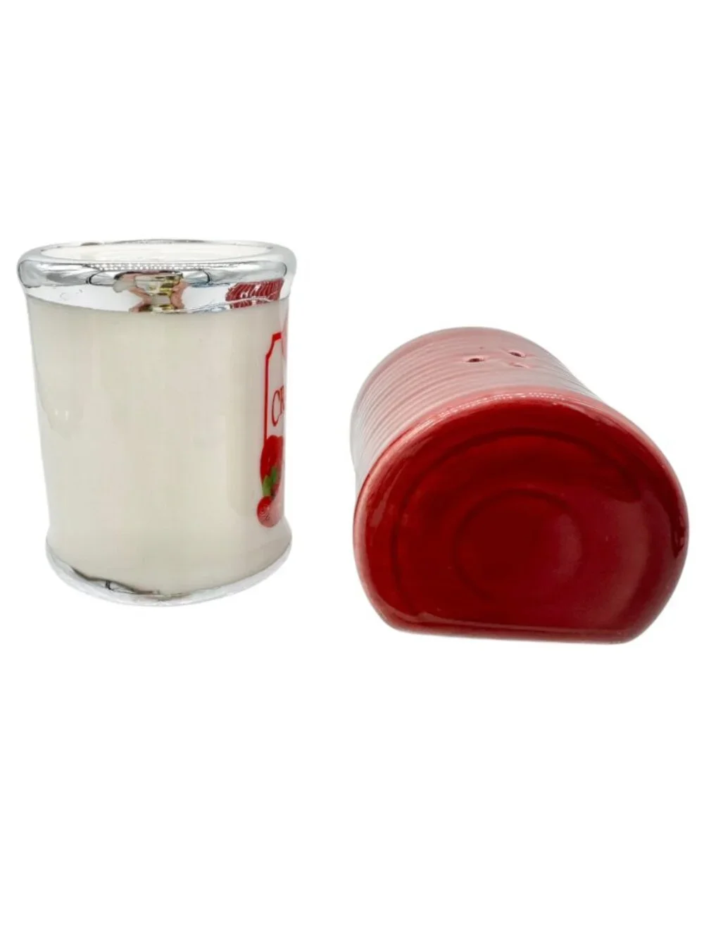 Americas Favorite Cranberry Sauce Ceramic Salt and Pepper Shakers Set Red White